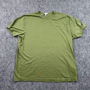 Sunspel England Shirt 3XL Olive Green Crew Neck Tee Cotton Made in England Men's